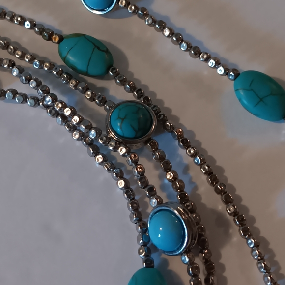 Chico's Multi-strand Necklaces Silver & Turquoise Stone - Picture 5 of 6